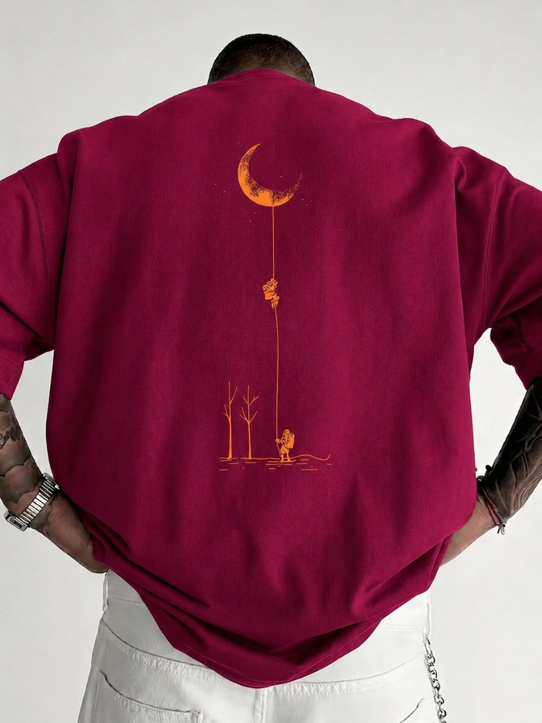 ILEERA® Premium Cotton Oversized Moon Graphic T-Shirt