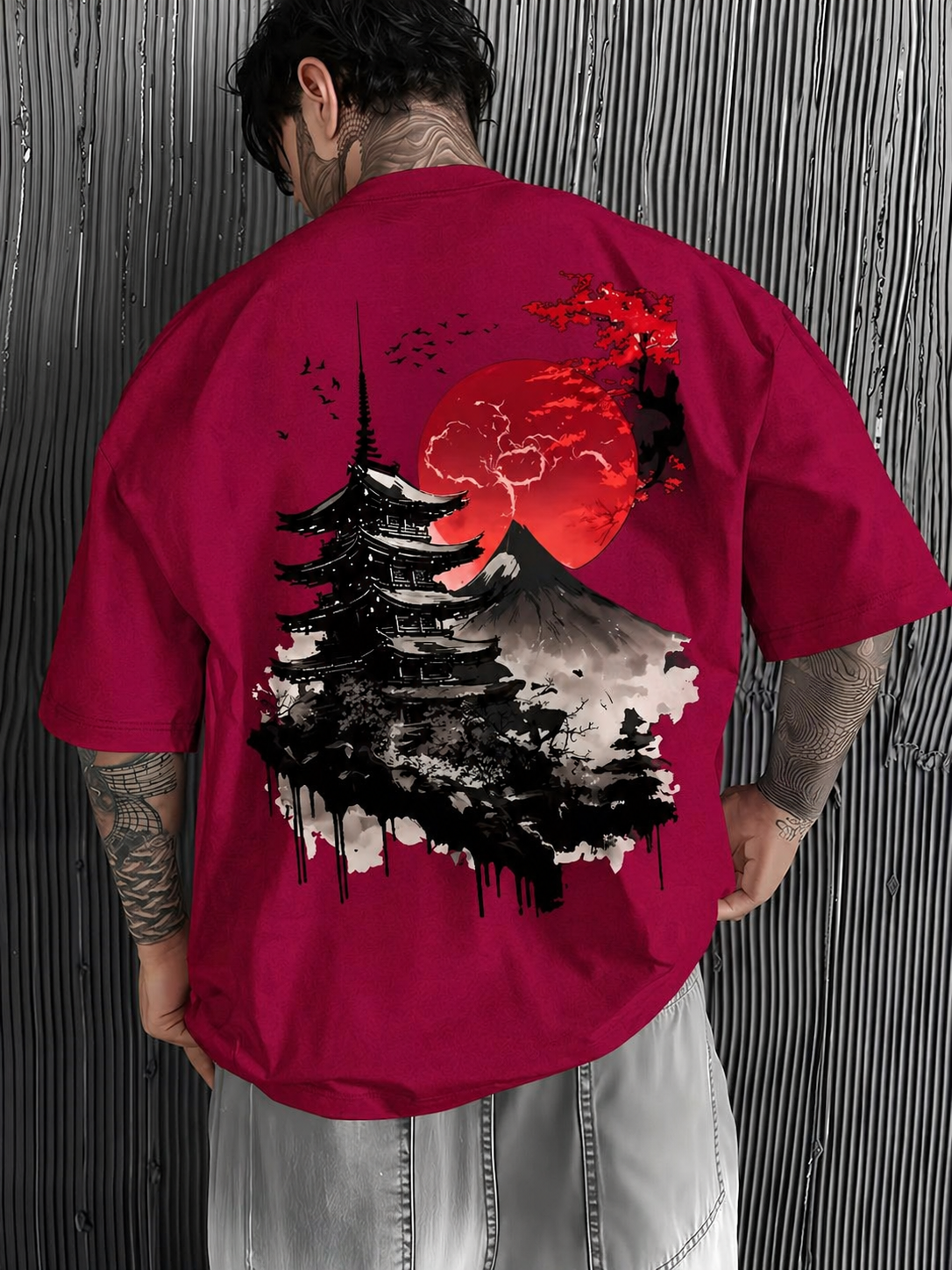 ILEERA® Premium Cotton Oversized Samurai Art T-Shirt