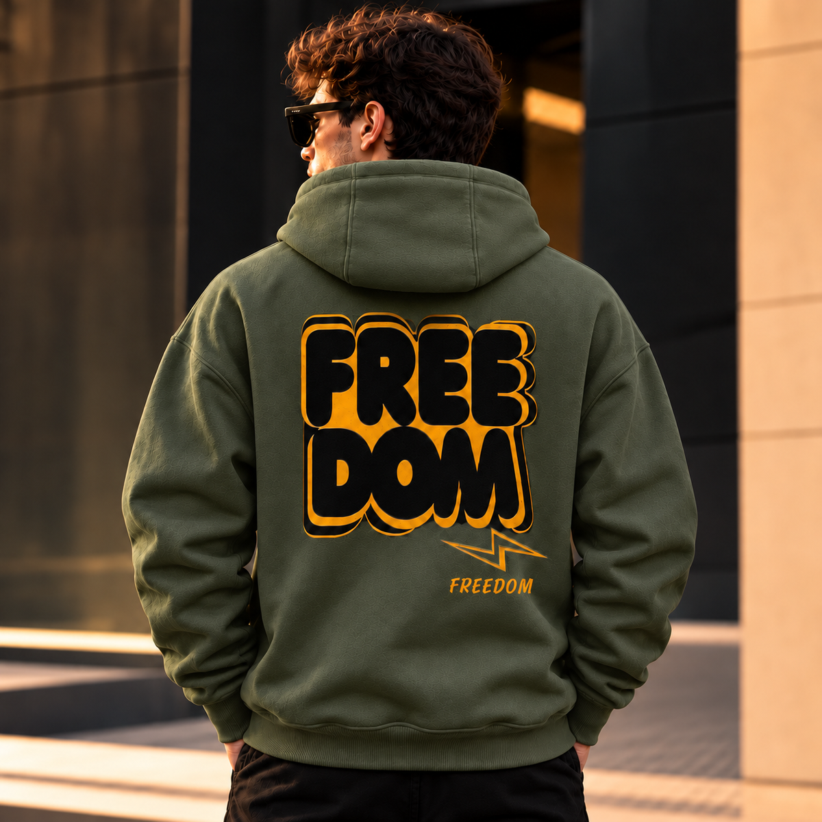 ILEERA® Premium Cotton Freedom Lightning Front & Back Print Hoodie