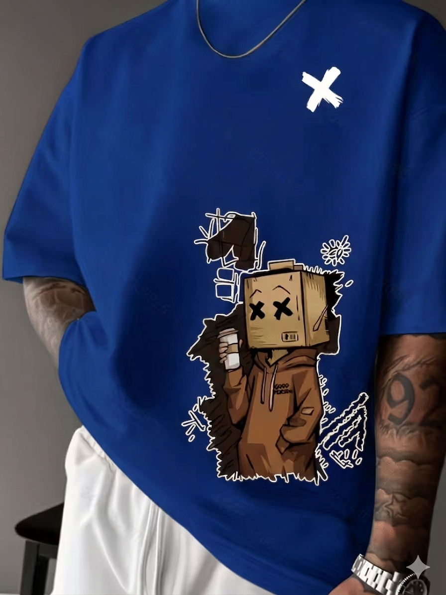 ILEERA® Premium Cotton Oversized Urban Sketch T-Shirt