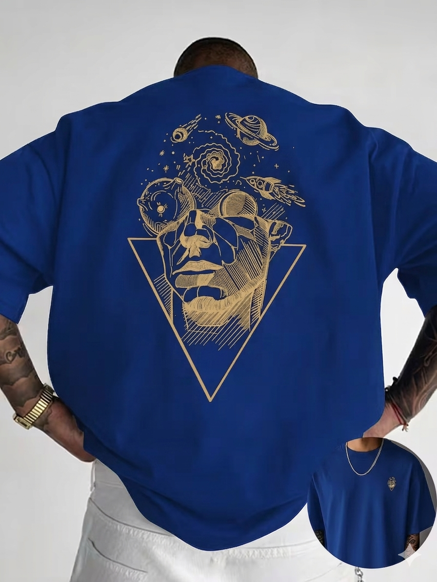 ILEERA® Premium Cotton Oversized Abstract Face T-Shirt